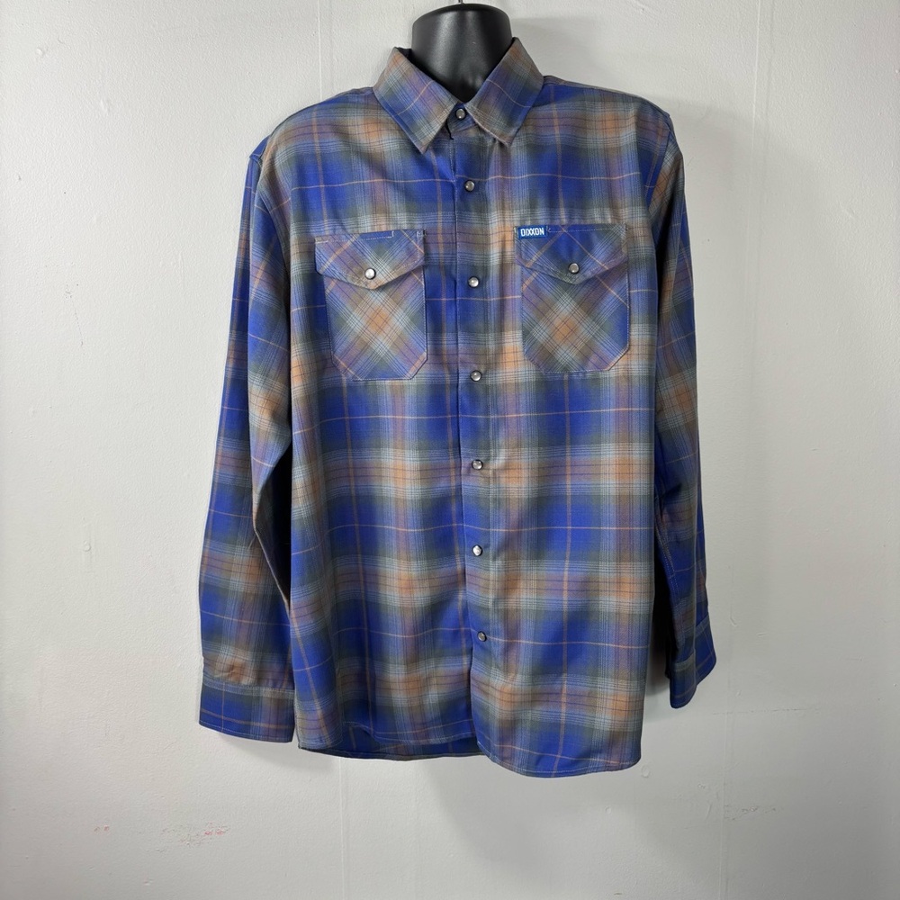 Dixxon Flannel Clark Street Blue Plaid Men’s SZ XL Pearl Snap Long Sleeve Pocket - Picture 2 of 15
